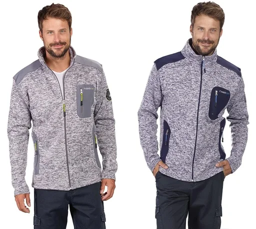 "Strickfleece Jacke mit Reißverschluß, Farbe marine/grau melange, Gr. 2XL image"