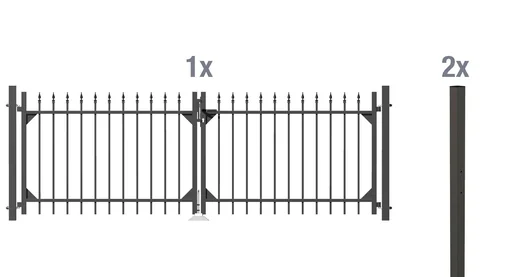 "Doppeltor-Set Chaussee inkl. Pfosten 3 x 1,2 m anthrazit matt image"