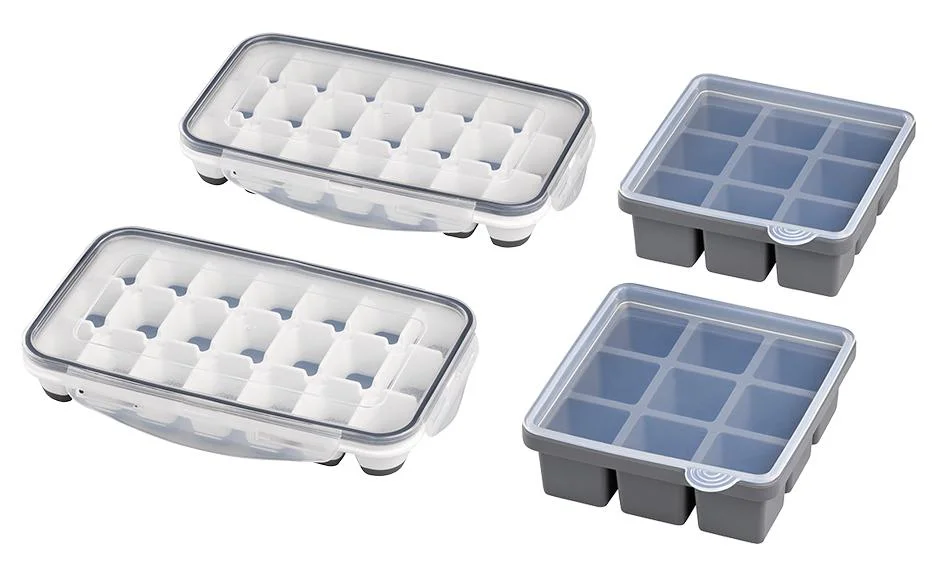 Eiswürfelform inklusive transparentem Deckel, für 9 Eiswürfel, Eiswürfelgröße 4 x 4 x 4 cm