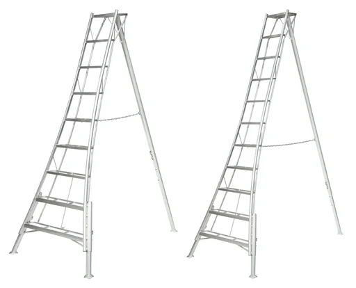 "Leiter 3-Holm-Gartenleiter höhenverstellbar 127x210x270 cm Silber image"