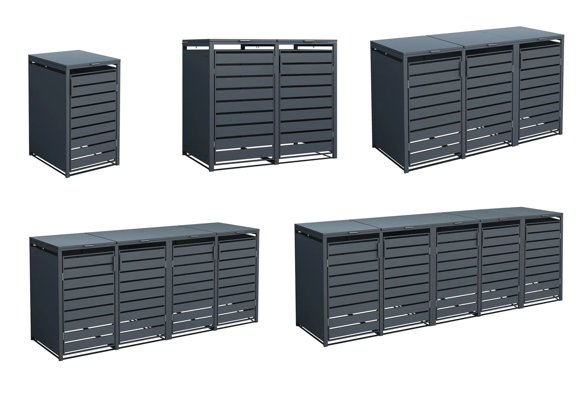 Mülltonnenbox 4-fach mit Deckel, Anthrazit