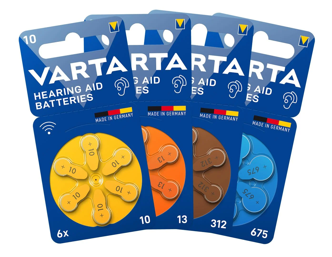 Batterien für Hörgeräte Zink-Luft 13 (PR48), 6er Set - ORANGE