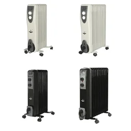 Mobiler Ölradiator, schwarz, 11 Rippen