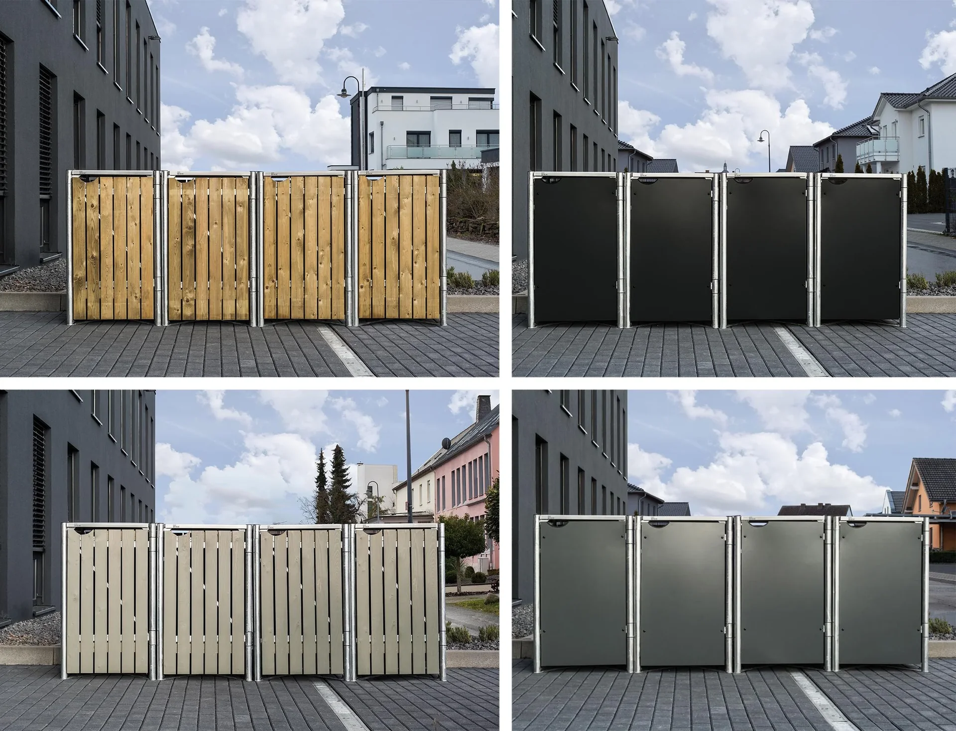 Mülltonnenbox 240 Liter, Grau, 4-fach