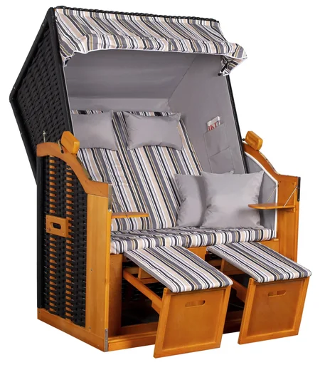 "Strandkorb "Ostsee" gestreift oliv/grau image"