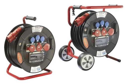 "Profi-Trommel Mammut 460 Version 6, 30m, 3 Steckdosen 230V, 2+1-CEE Steckdosen, mit klappbarem Fußgestell image"