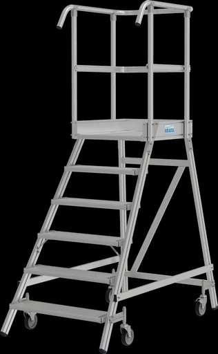 "Podestleiter 6 Alu-Stufen Einseitig Fahrbar image"