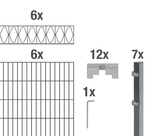"Doppelstabmattenzaun Sets anthrazit mit Dekorelement "Eleganz", Länge: 12 m, Höhe: 100 cm image"