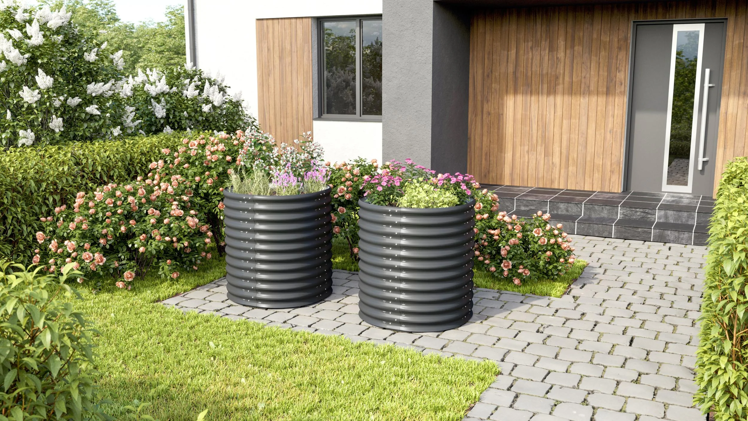 Hochbeet Terra Rund 858, Farbe granit