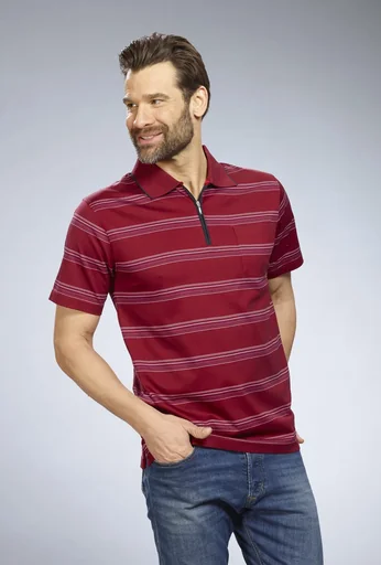 "Poloshirt gestreift, Farbe rot, Gr.2XL image"