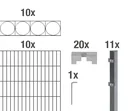 Doppelstabmattenzaun Sets anthrazit mit Dekorelement "Oslo"", Länge: 20 m, Höhe: 140 cm
