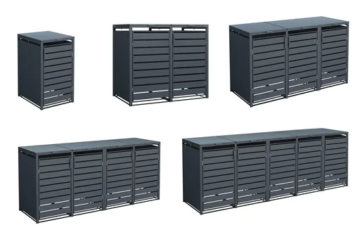 "Mülltonnenbox 2-fach mit Deckel, Anthrazit image"