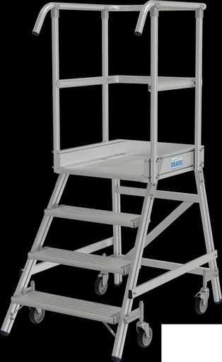 "Podestleiter 4 Alu-Stufen Einseitig, fahrbar image"