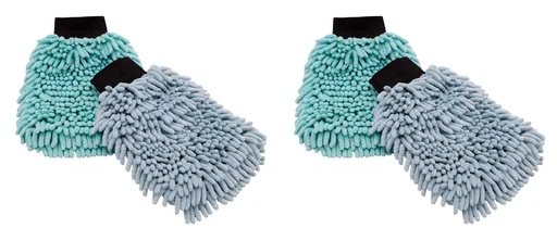 "Chenille Handschuh Duo, Türkis und Grau, 4er-Set image"