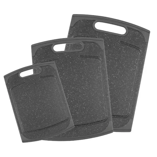"Set Schneidebrett mit Saftrinne, in Granitoptik, Schwarz, 3-teilig image"