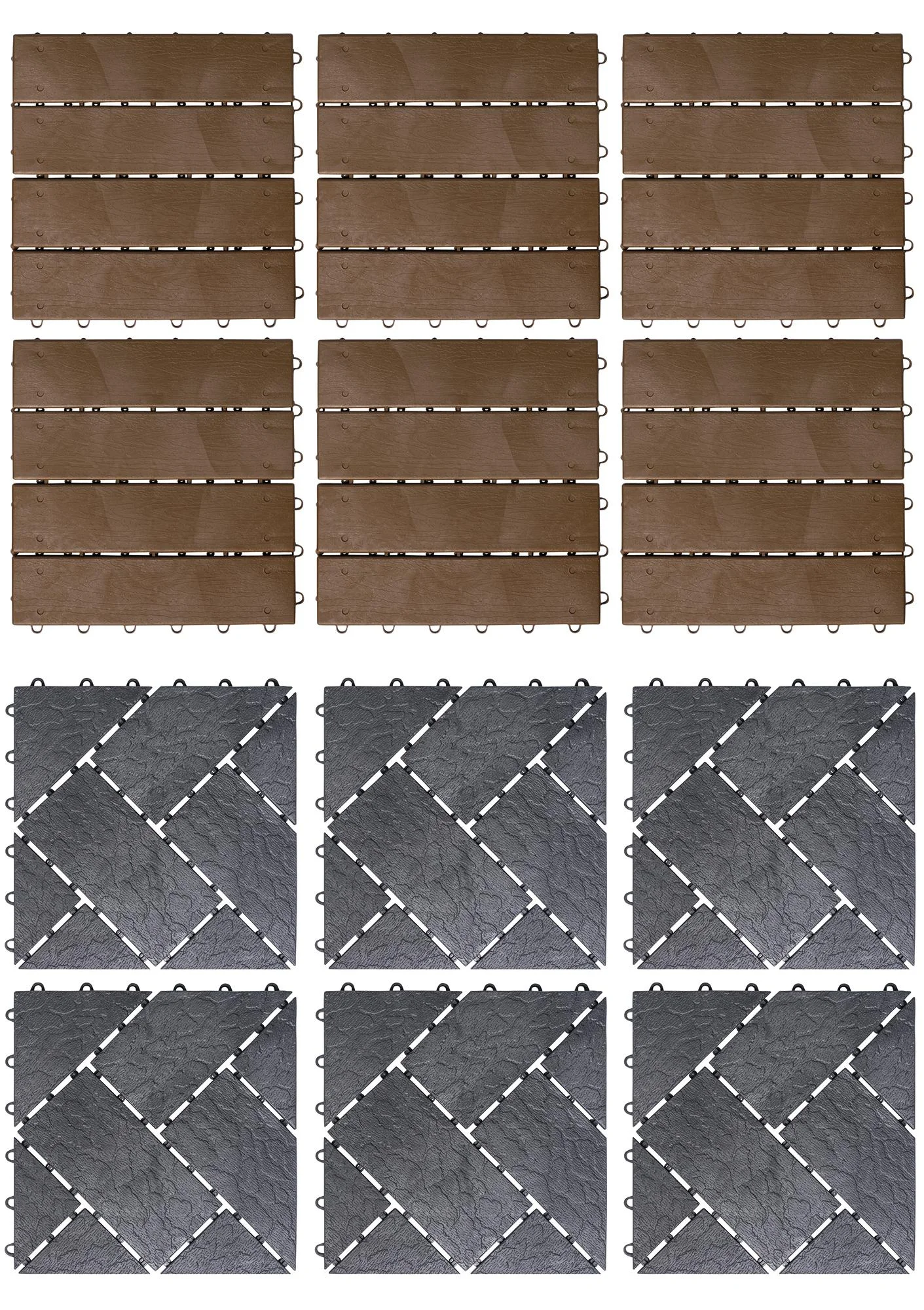 Gartenplatten, Naturstein-Optik, 30 x 30 cm, 6er-Set