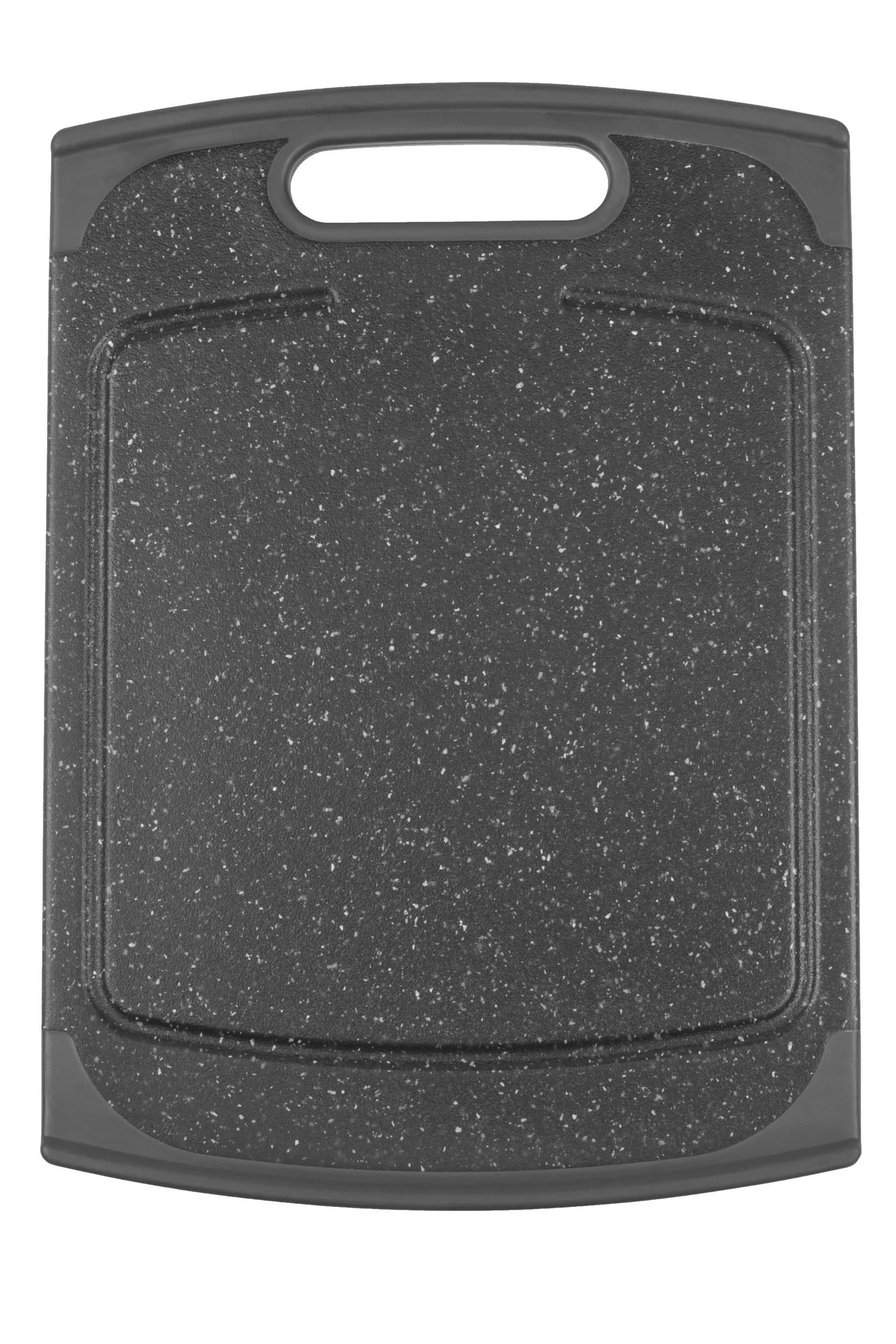 Schneidebrett mit Saftrinne, in Granitoptik, Schwarz, 250 x 140 mm