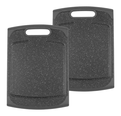 "Set Schneidebrett mit Saftrinne, in Granitoptik, Schwarz, 250 x 140 mm, 2er-Set image"