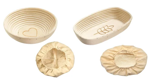 "Peddigrohr-Gärkörbchen mit Holzboden und Motiv und praktischen Bezügen image"