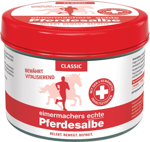 "eimermachers echte Pferdesalbe Classic – kühlendes Gel für Menschen mit Kampfer & Arnika, 500 ml Dose image"