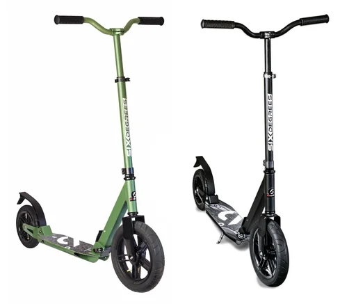 "Aluminium Scooter mit Luftbereifung und Federung, 300/205 mm, ABEC 7, höhenverstellbar, schwarz image"