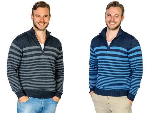 "Pullover, Farbe grau mit Blockstreifen, Gr.3XL image"