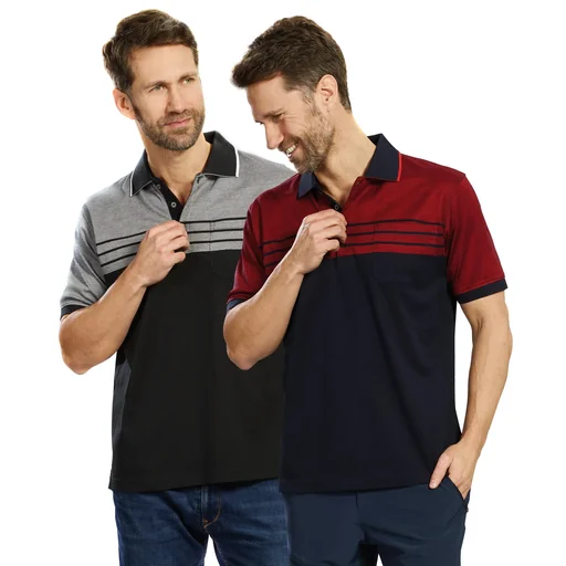 "Poloshirt geknöpft, Farbe schwarz/grau, Gr.2XL image"