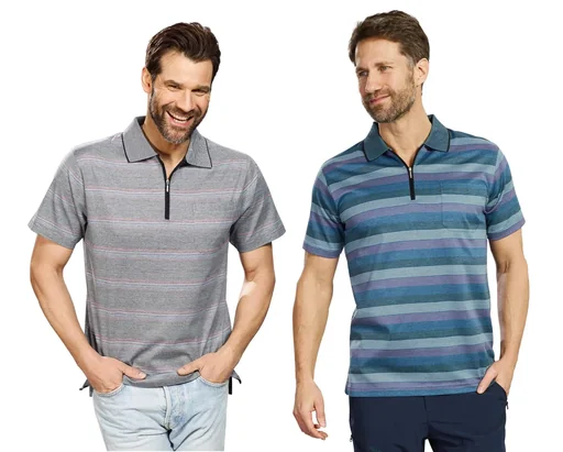 "Poloshirt, blau gestreift, Gr.L image"