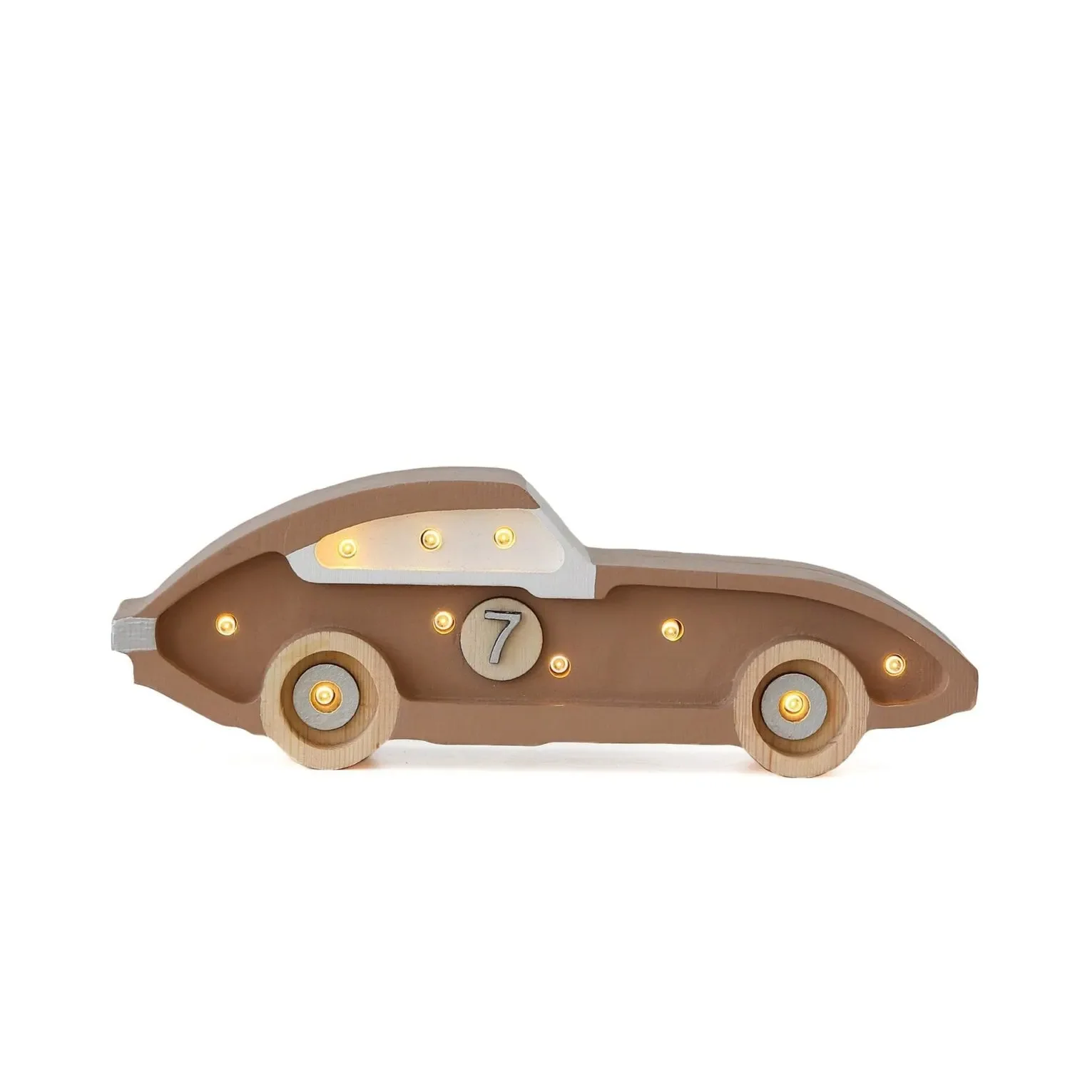 "Little Lights Nachtlicht Kinder, Nachtlampe Mini-Rennwagen - 100% Kiefernholz natur, Farbe: Cappuccino image"