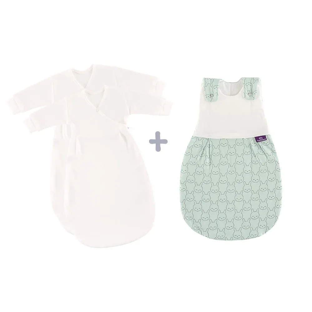 "Träumeland Liebmich Baby Schlafsack, Schlummersack, Innenschlafsack 3tlg. Set - Kuschelhase, Grösse: 80/86 image"