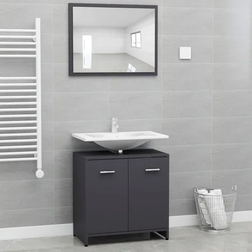 "Badezimmerschrank grau image"