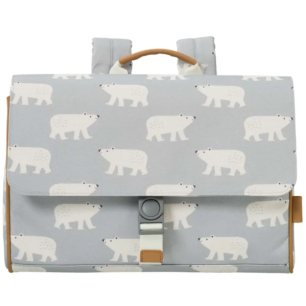 "Fresk Schulranzen Eisbär blau grau image"