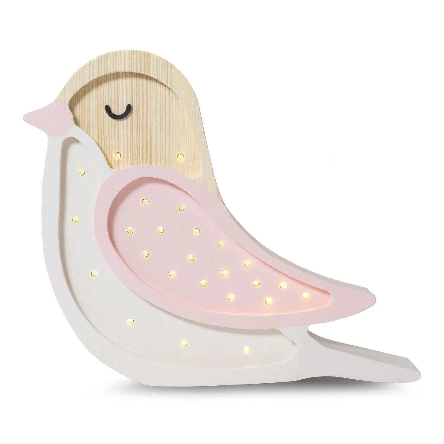 "Little Lights Nachtlicht Kinder, Nachtlampe Vogel - 100% Kiefernholz natur, Farbe: Erdbeercreme image"