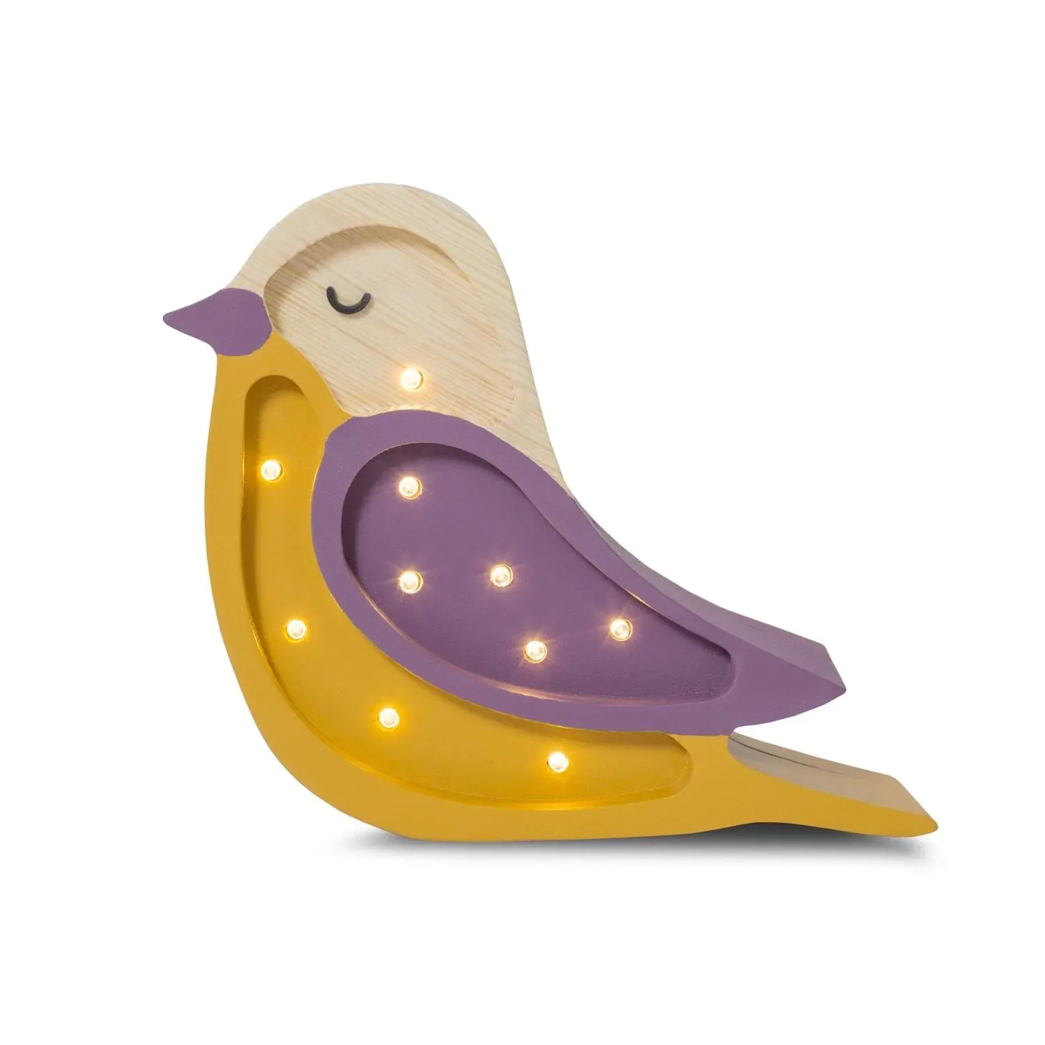 Little Lights Nachtlicht Kinder, Nachtlampe Mini-Vogel - 100% Kiefernholz natur,