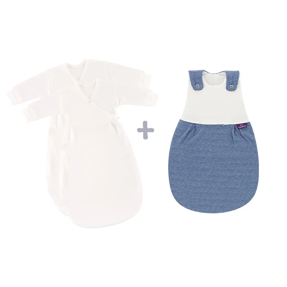 Träumeland Liebmich Baby Schlafsack, Schlummersack, Innenschlafsack 3 tlg. Set – Wellenmeer, Grösse: 80/86