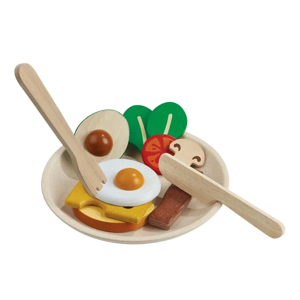 "Plan Toys Spielzeug Frühstücks-Set herzhaft Holz image"