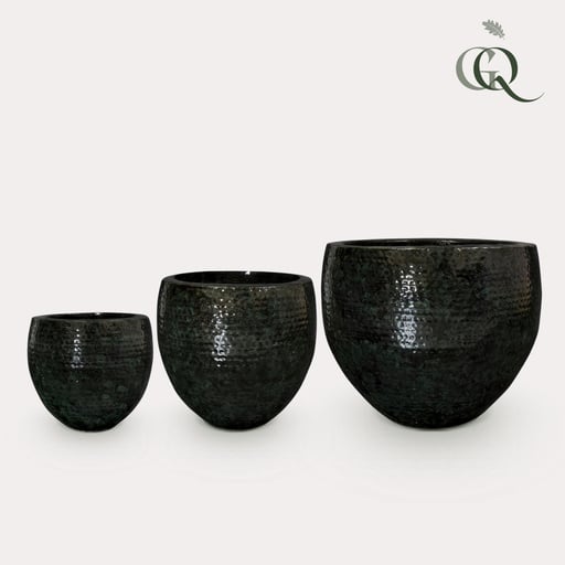 "Set von 3 Töpfen - Thom Schwarz Metall - Breit image"