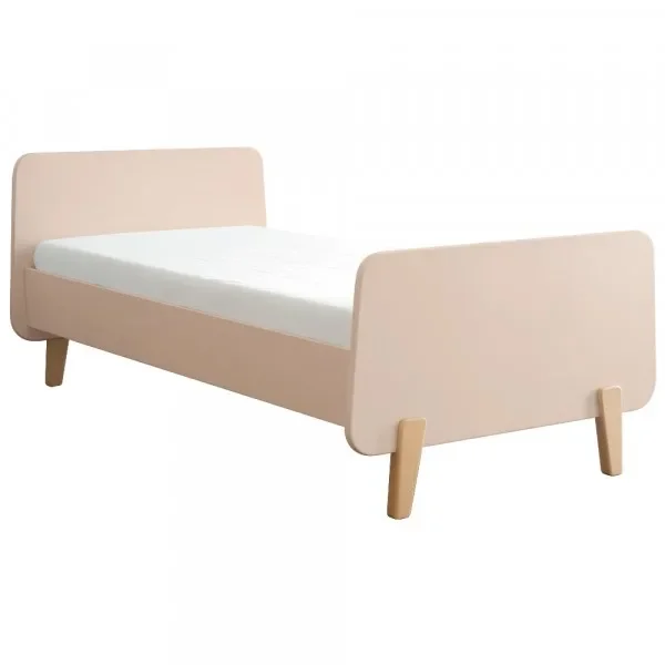 "Laurette Kinderbett "MM" mit Holzfüssen 90 x 190, Farbe: Rose poudre image"