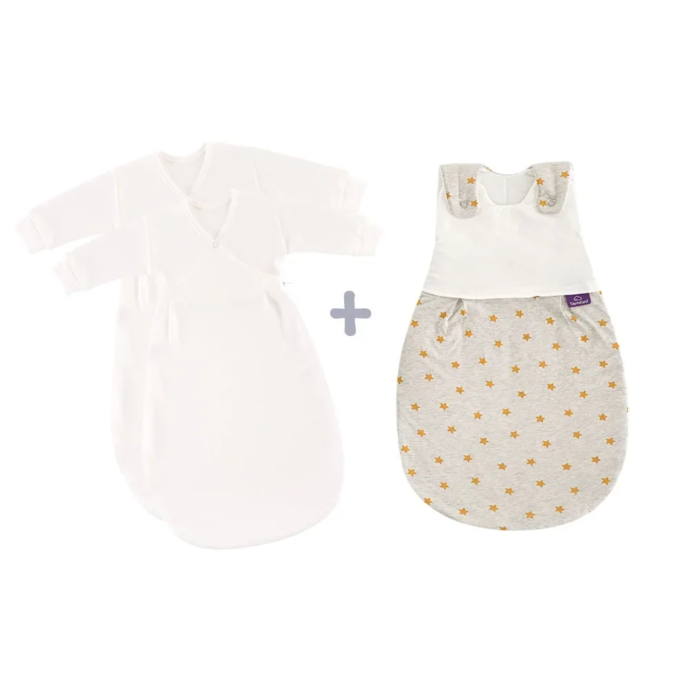 "Träumeland Liebmich Baby Schlafsack, Schlummersack, Innenschlafsack 3 tlg. Set - Sternentraum Gelb, Grösse: 80/86 image"