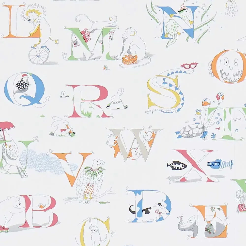"Little Sanderson Abracazoo Motivstoff Alphabet bestickt creme Rainbow image"