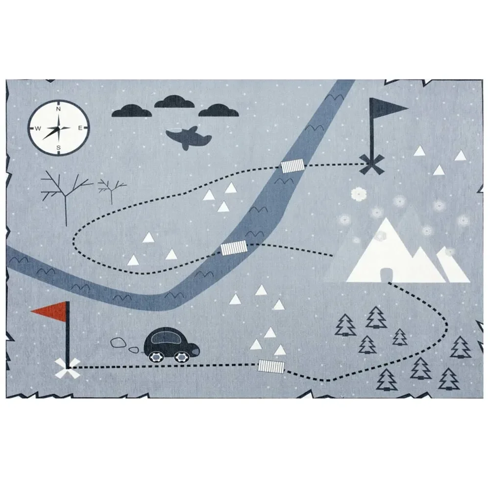 "Livone Kinderteppich waschbar Schatzkarte blau, Teppichgrösse: 140 x 190 cm image"