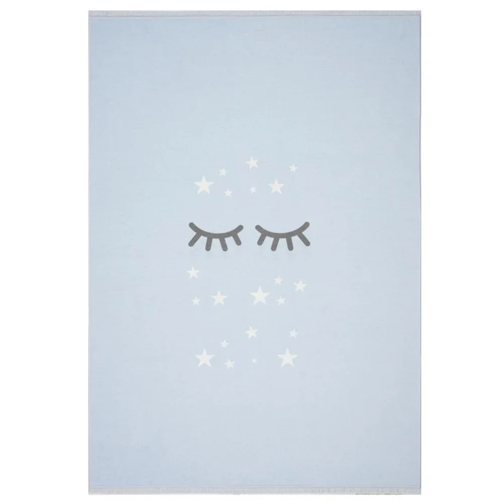 "Livone Kinderteppich waschbar schlafende Augen blau, Teppichgrösse: 140 x 190 cm image"