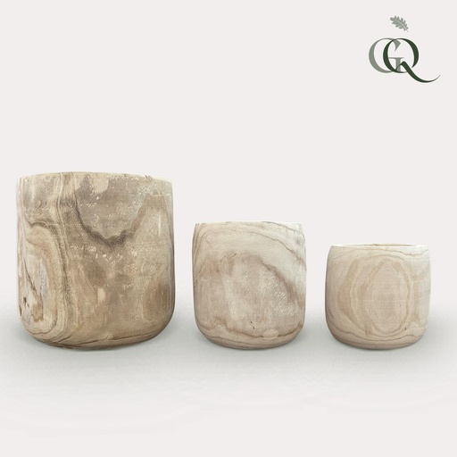 "Pot - Hout lichtbruin Pia pot - set van 3 image"