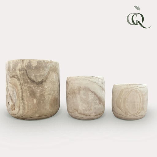"Topf - Holz hellbraun Pia Topf - Set von 3 image"