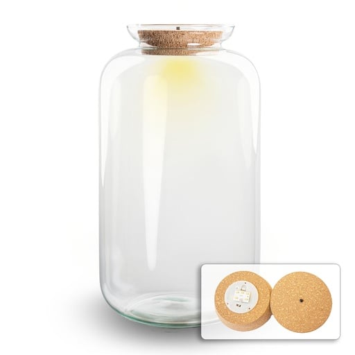 "Terrarium Flasche mit Beleuchtung - Sven XL - Ø 23 cm Höhe ca. 43 cm image"