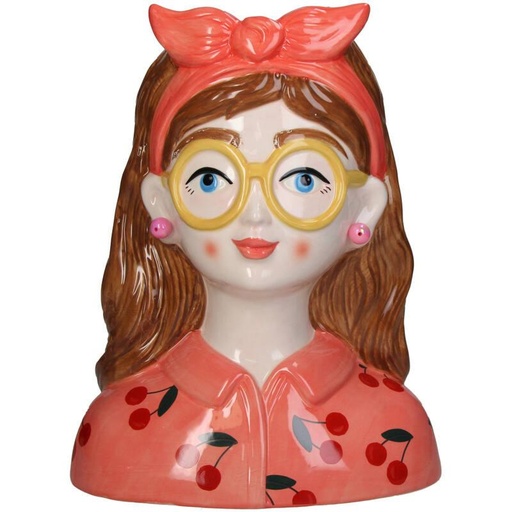 "Vaas Fashion Lady ‘Jessie’ 27 cm – Met Bril en Haarband image"
