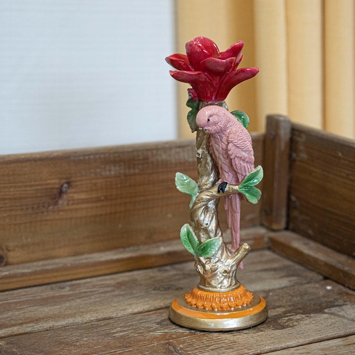 "Kandelaar - Roze Papegaai ↑ 26 cm - Woondecoratie image"