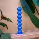 Kandelaar Smiley Blauw Ballen 9x9x36cm - Kaarsenhouder