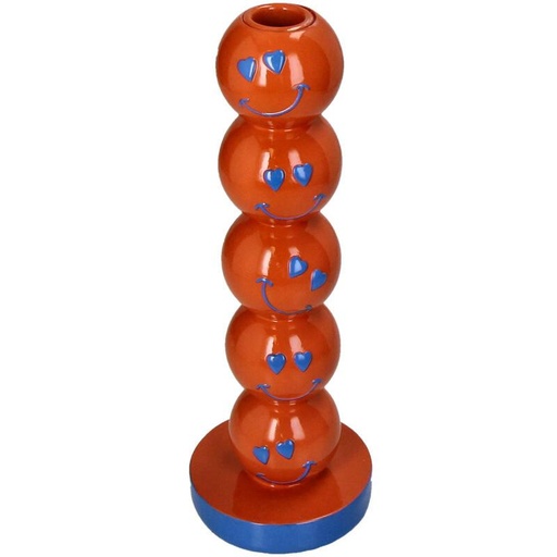 "Kaarshouder Smiley Polyresin Oranje 9x9x26.5cm image"