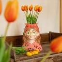 Vase Jessie Strik + 10x Real Touch Tulpen Orange